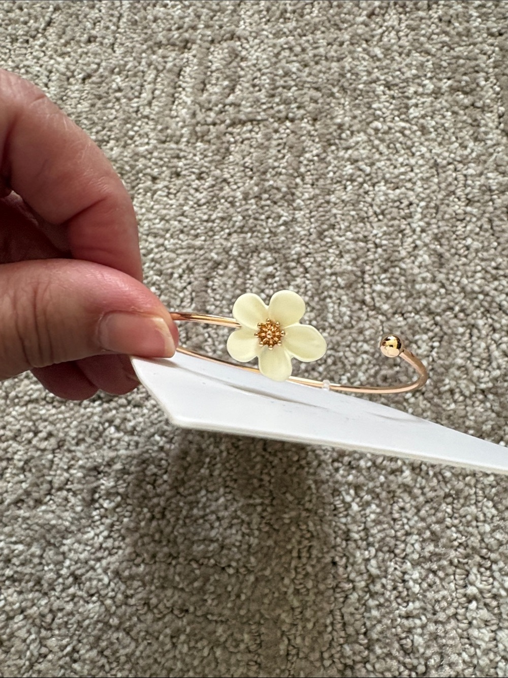 GAP Gold-Tone Bangle with Cream Floral Accent